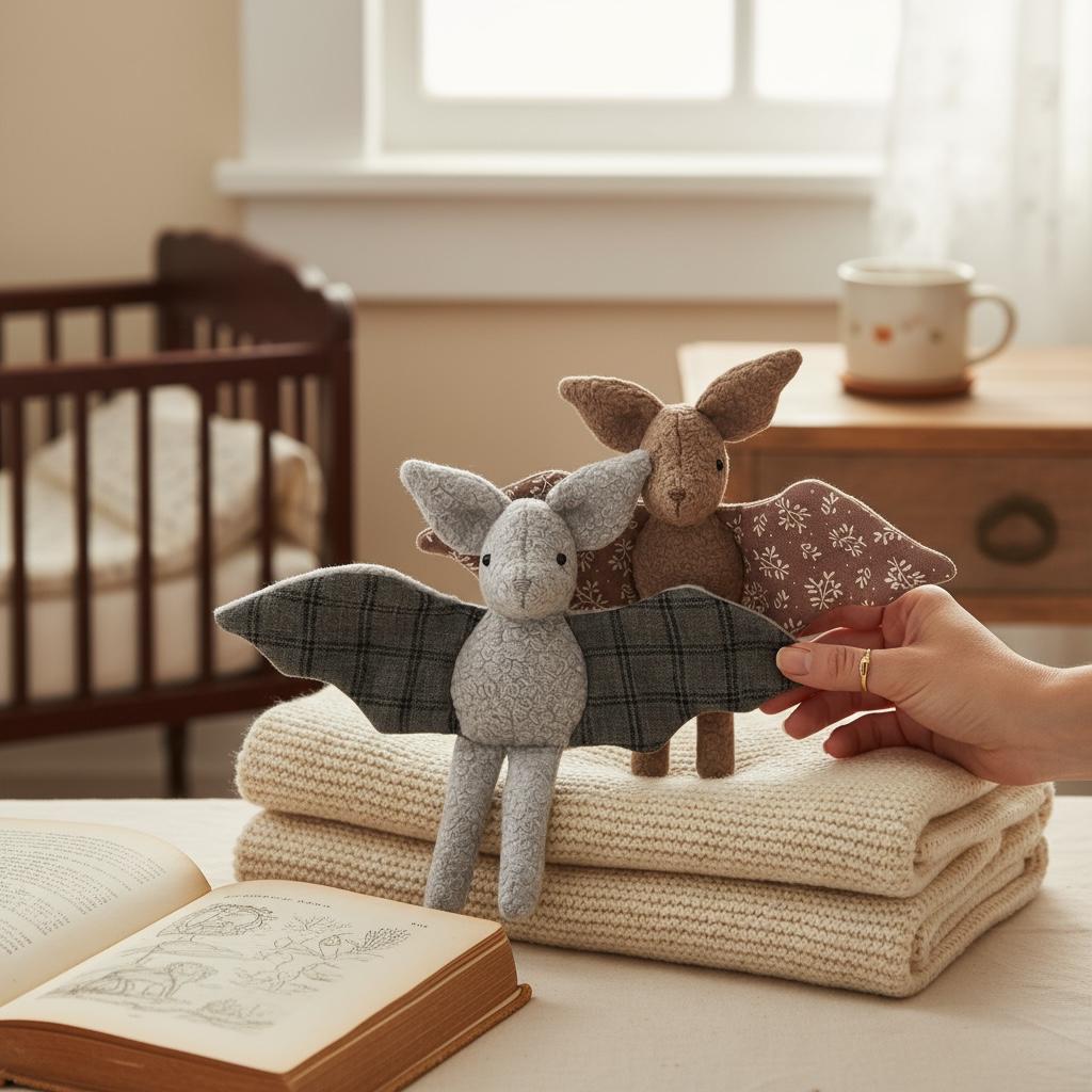 Bat Sewing Pattern PDF | Easy Halloween Stuffed Bat Soft Toy with 3 Eye Options