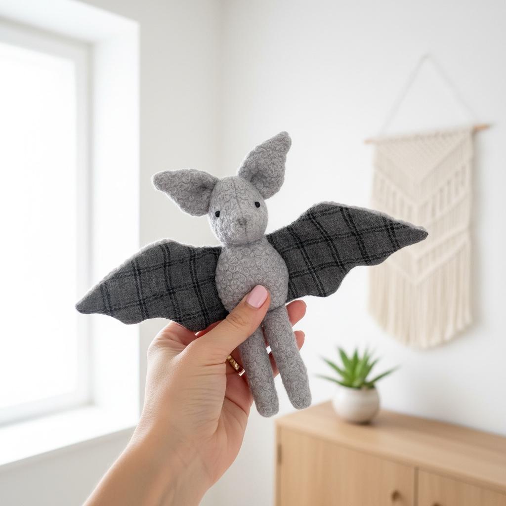Bat Sewing Pattern PDF | Easy Halloween Stuffed Bat Soft Toy with 3 Eye Options