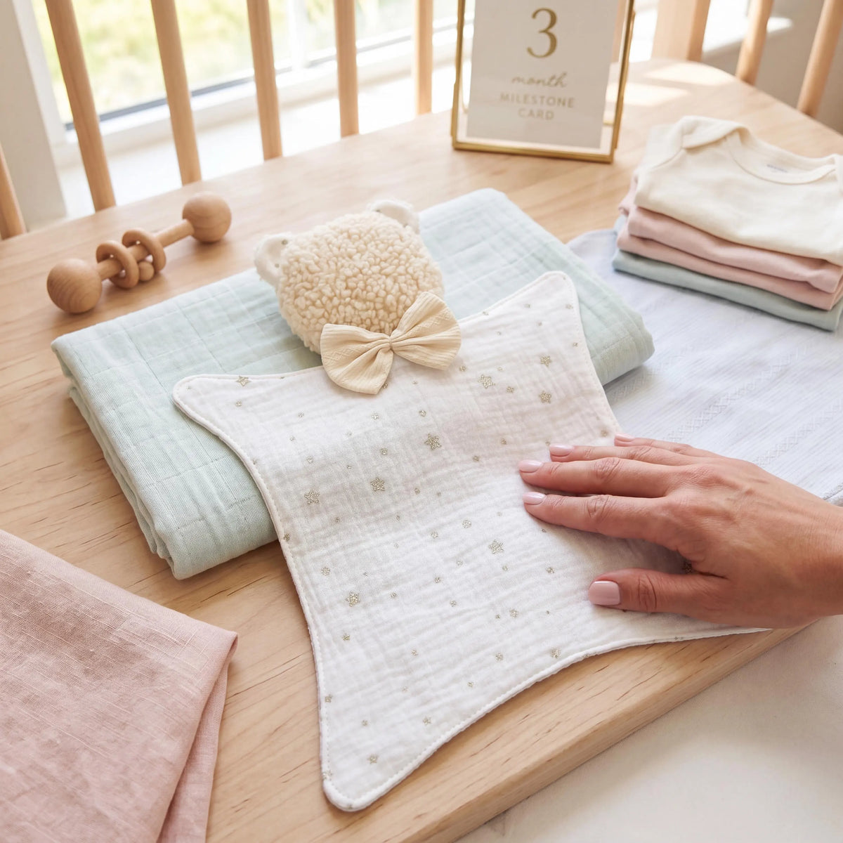 Newborn Baby Sewing Pattern PDF | 5-Piece Gift Set – Bib, Burp Cloth, Teether, Pacifier Clip & Lovey