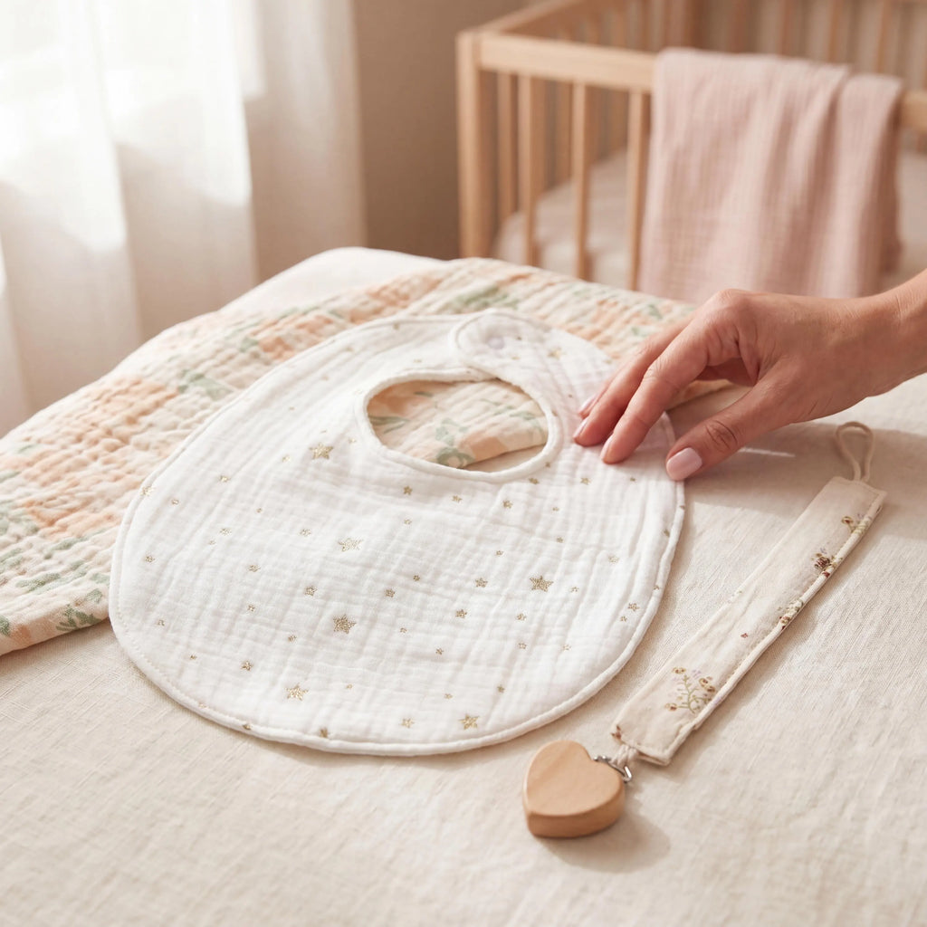 Newborn Baby Sewing Pattern PDF | 5-Piece Gift Set – Bib, Burp Cloth, Teether, Pacifier Clip & Lovey