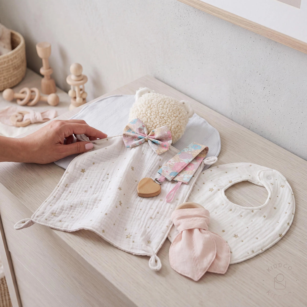 Newborn Baby Sewing Pattern PDF | 5-Piece Gift Set – Bib, Burp Cloth, Teether, Pacifier Clip & Lovey